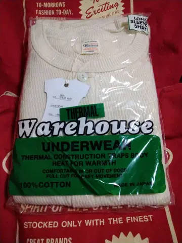 미사용 새상품 웨어하우스 5904 써멀 긴팔 헨리넥 L 아이보리