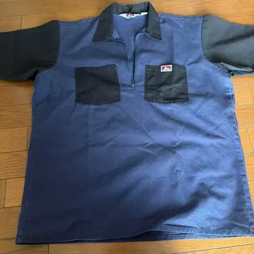 네이비 블랙 반팔 워크 셔츠