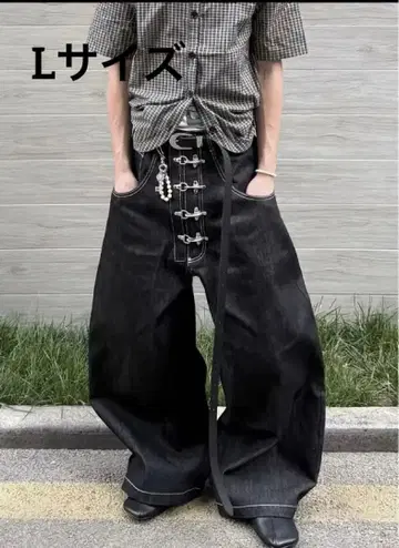 당일 발송 새상품 리지드 데님 와이드 데님 팬츠 스터드 y2k opium