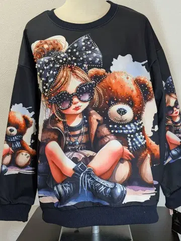 택 포함 새상품 큐빅 아트 프린트 스웻셔츠