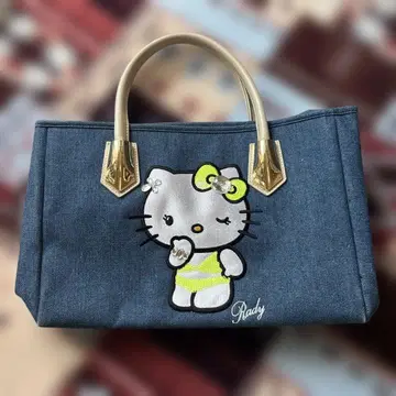 중고품 성인 여성 산리오 콜라보 Rady 헬로키티 데님 토트백