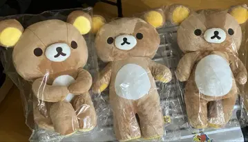 리락쿠마 봉제 인형 M 사이즈 3개 세트 세우는 옆에 있습니다 체육 앉기