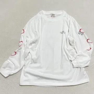 피넛 스누피 자수 긴팔 T셔츠 하트 프린트 캐주얼 M