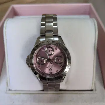 ANNE CLARK 핑크 다이얼 손목시계