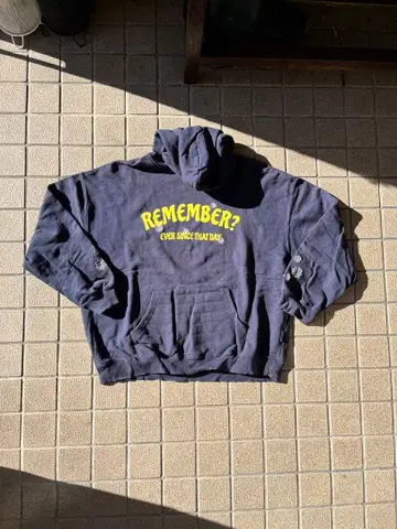 Remember? 프론트 프린트 후드티 네이비