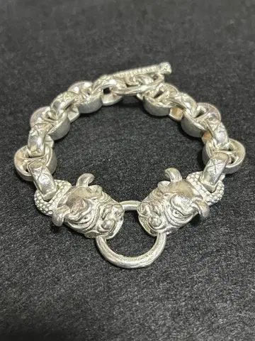 [ 세일 중 ] 남성용 실버 팔찌 더블 불독