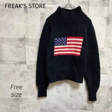 FREAK'S STORE [ F ] 니트 스웨터 블랙 울 미국 국기