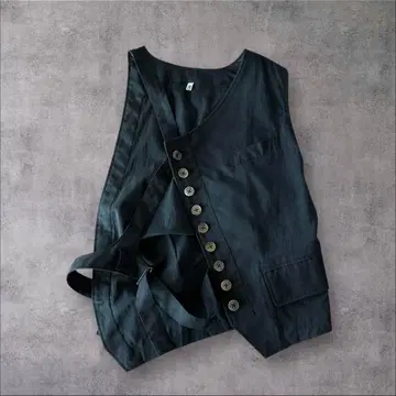 khoki 23SS 비대칭 디자인 베스트 사이즈 2 블랙