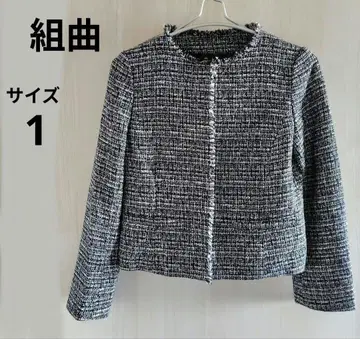 [ KUMIKYOKU ] 쿠미쿄쿠 라메 트위드 노카라 자켓