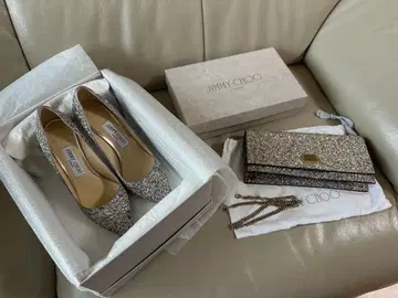 JIMMY CHOO 실버 클러치백 & 신발