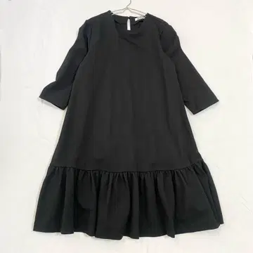 [스나이델] 플리츠 프릴 원피스 밑단 프릴 7부 소매 뒷키홀넥 F