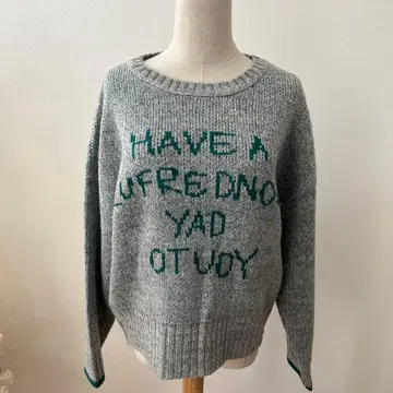 새상품 스타일 노트 로고 니트 그레이 그린 L LL 빅 사이즈