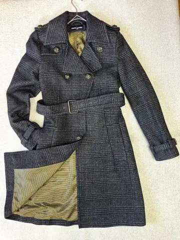 Y2K 트렌치코트 트위드 그레이 피에르 가르뎅