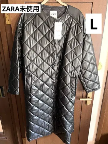 ZARA 미사용! 가죽 느낌 퀼팅 롱 코트 L 사이즈