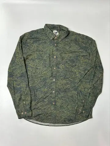 yiume 그린 올 패턴 고래/파도 긴팔 셔츠 XL 사이즈