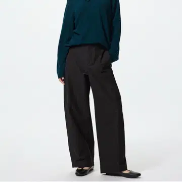 유니클로 UNIQLO 저지 배럴 레그 팬츠 블랙 S