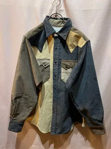 락 마운트 코듀로이 클레이지 패턴 웨스턴 셔츠 USA 제 구제 의류