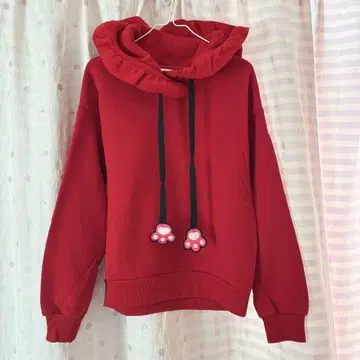 프릴 후드 맨투맨 핑크 팬서