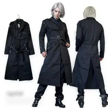 고딕 트윌 트렌치 롱 코트 블랙 M