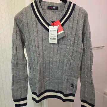 NII 그레이 V넥 케이블 니트 90(S)