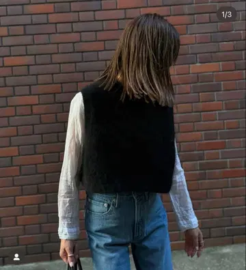 미사용 soyy. Minimal mohair vest(BLACK)