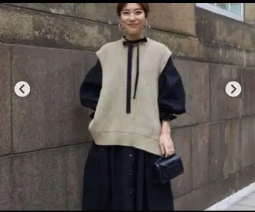 MACHATT 아제 슬리브 니트 베스트 아이보리