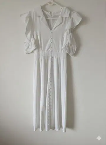 화이트 프릴 셔츠 원피스