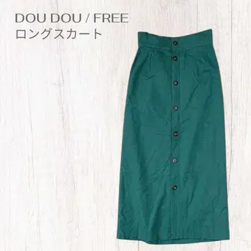 두두 롱 타이트 스커트 마 혼방 프론트 버튼 리본 포인트 컬러 프리