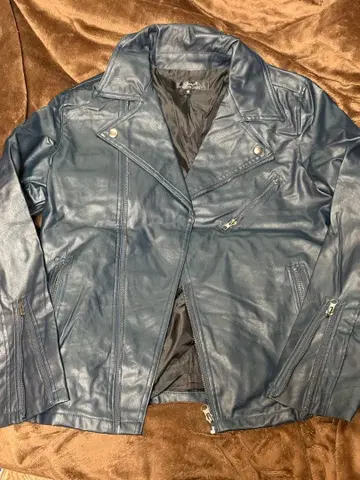 Beno 다크 블루 가죽 라이더 자켓 M