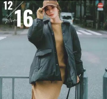 24AW 스탠 칼라 프렌치 다운 A라인 코트