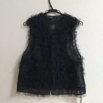 미사용 새상품 Eimee Law 에이미 로우 튤 프릴 베스트 블랙