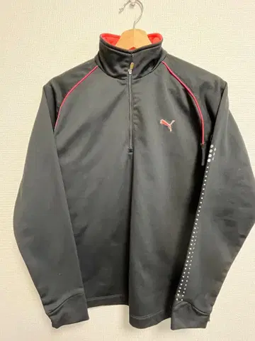 PUMA/푸마 골프 하프 지퍼 자켓 블랙/핑크 속기모