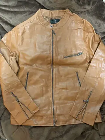 ZIP FIVE 카멜 가죽 자켓 L