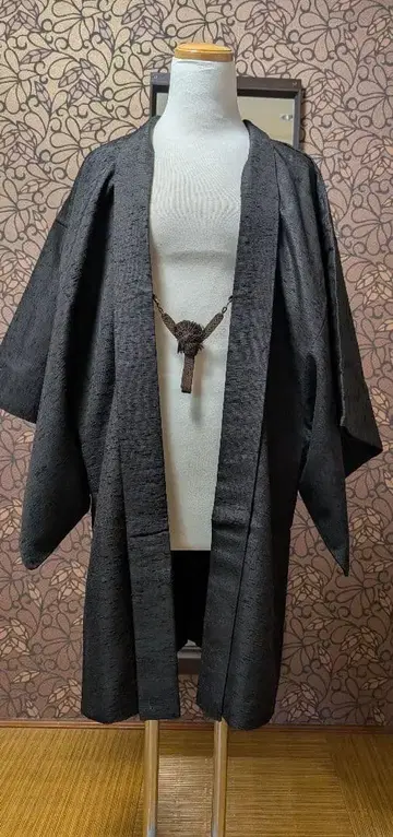 남성용 겉옷 이중 기모노 겉옷 끈 포함
