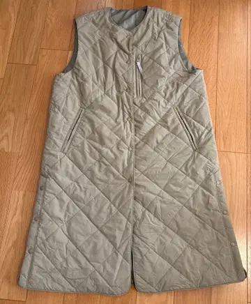 유토리의 공간 쿠리하라 하루미 퀼팅 롱 베스트 카키