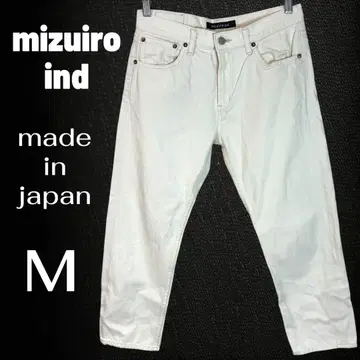 [ mizuiro ind ] 앵클 테이퍼드 데님 팬츠 일본제 화이트 M