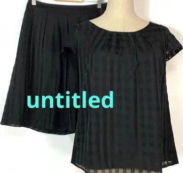 언타이틀 체크 반팔 블라우스 스커트 셋업 M~L