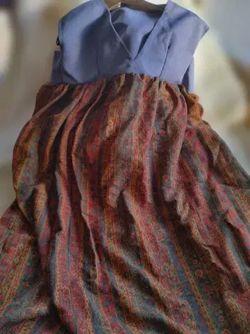 레트로 개성적인 기모노 리메이크 슬리브리스 롱 원피스 튜닉