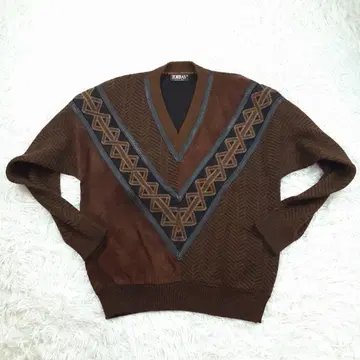 새상품급 TORRAS 토라스 스웨터 브라운 스페인산 가죽 절개