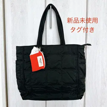 오리지널 파우치 포함 퀼트 토트백 L 블랙
