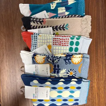 다색 패턴 삭스 세트 22-24cm 9켤레 세트