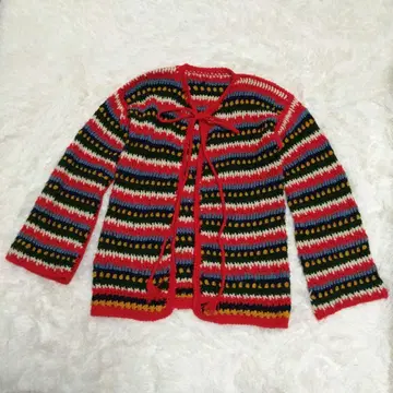 Vintage 크로셰 컬러풀 니트 가디건 itimi