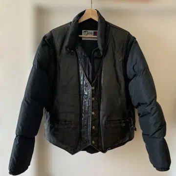 블랙 다운 자켓 베스트 콤비