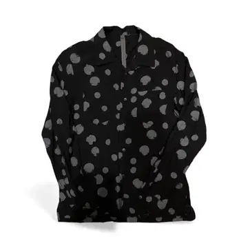 도트 무늬 긴팔 셔츠 S 사이즈 블랙