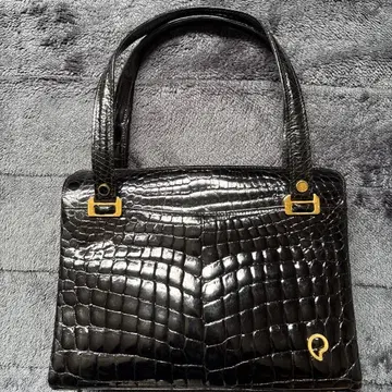 G.PARAPINI 파라피니 블랙 크로커다일 핸드백