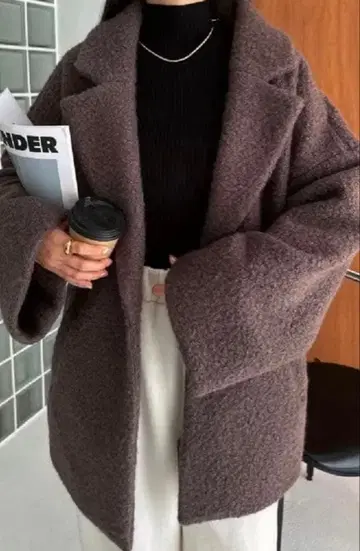 브라운 플리스 오버 사이즈 자켓