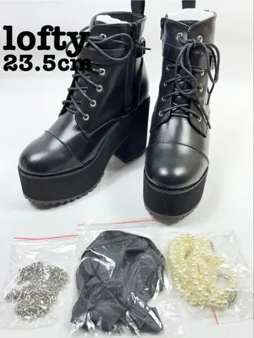 [재고 처분품] lofty 통굽 부츠 M사이즈 체인 교체 끈 신발