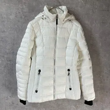 NAUTICA 폴리 충전솜 여성용 화이트 후드 부착 다운 자켓