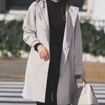 anysis 워셔블 후데트 롱 아우터 라이트 그레이