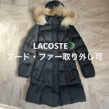 LACOSTE 라코스테 퍼 달린 다운 자켓 코트 블랙 40